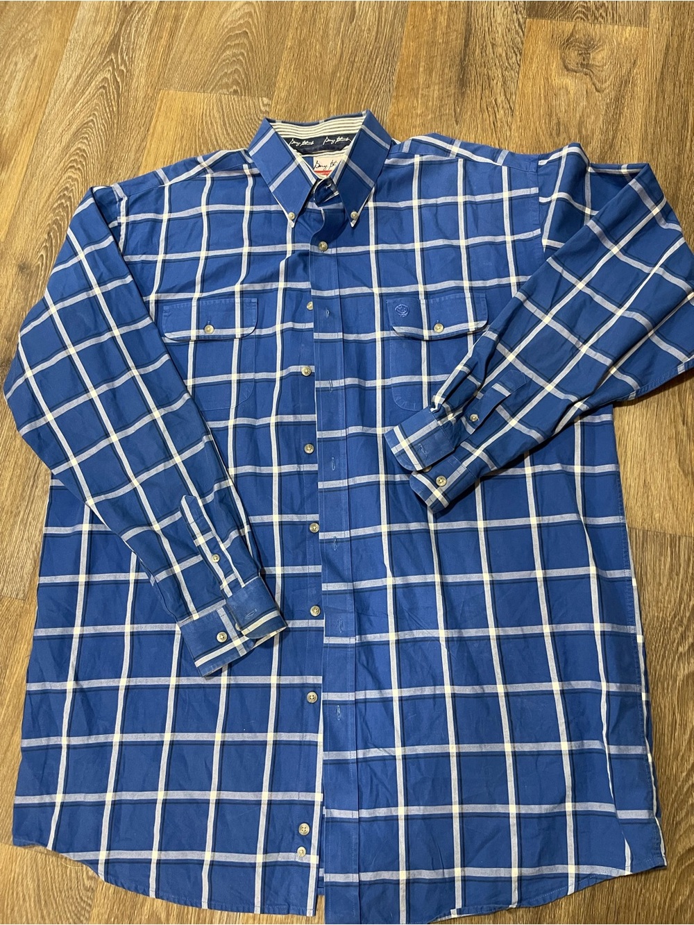 Men's Blue Western Windowpane Button-Down Shirt by George Strait